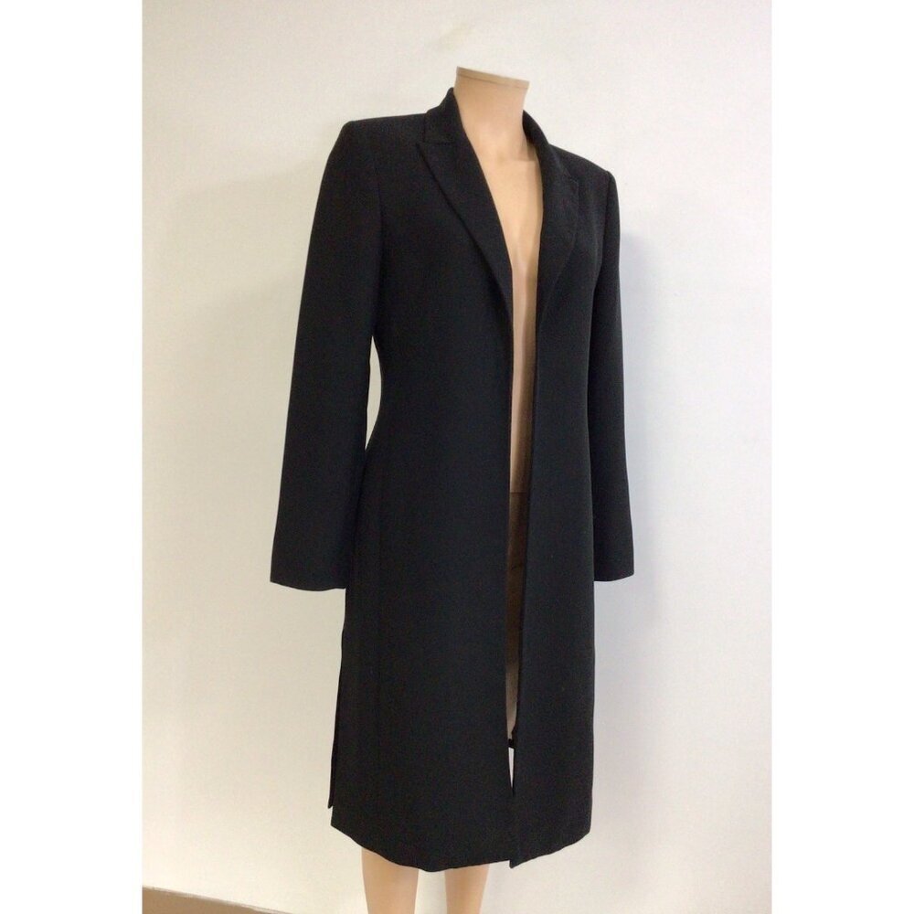 Jones Studio Long Black Coat Executive Jacket Womens 6 - Picture 7 of 9
